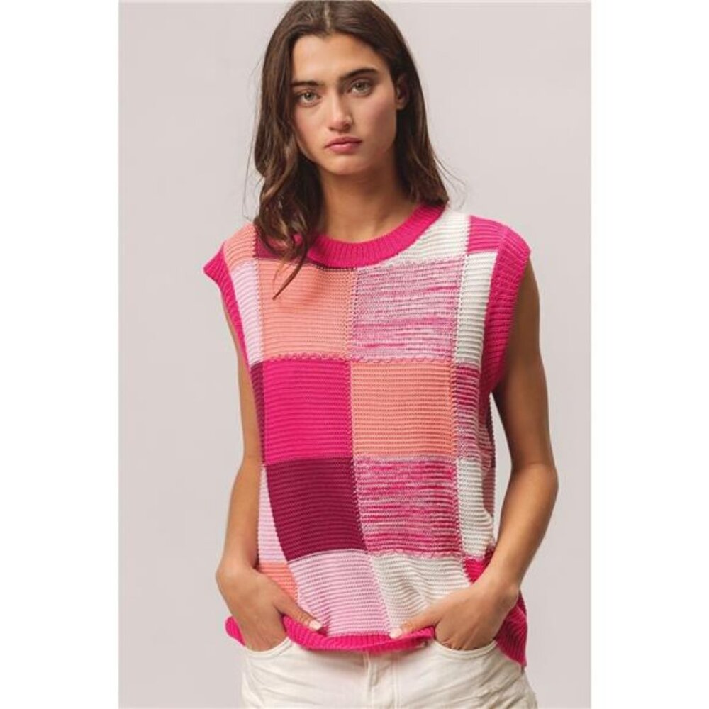 BiBi Color Block Round Neck Sweater‎ Vest